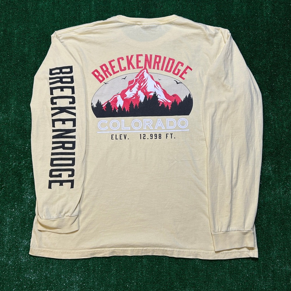 Outdoorsy Breckenridge Colorado Comfortex Long Sleeve Tee Butter Yellow 2XL